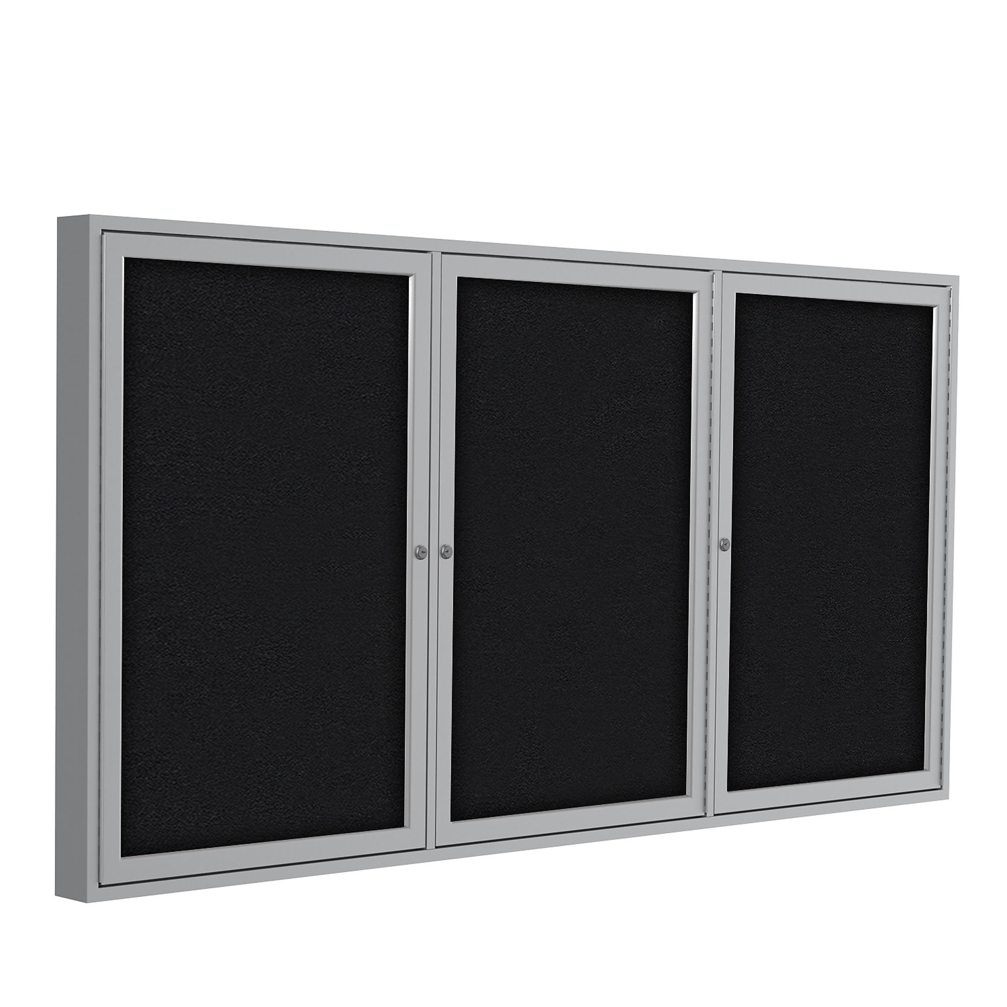 Ghent, 3 Door Fab Bulletin Board w/Alum 4ft.x6ft., BK, Color Finish Black, Model# PA34872F-95